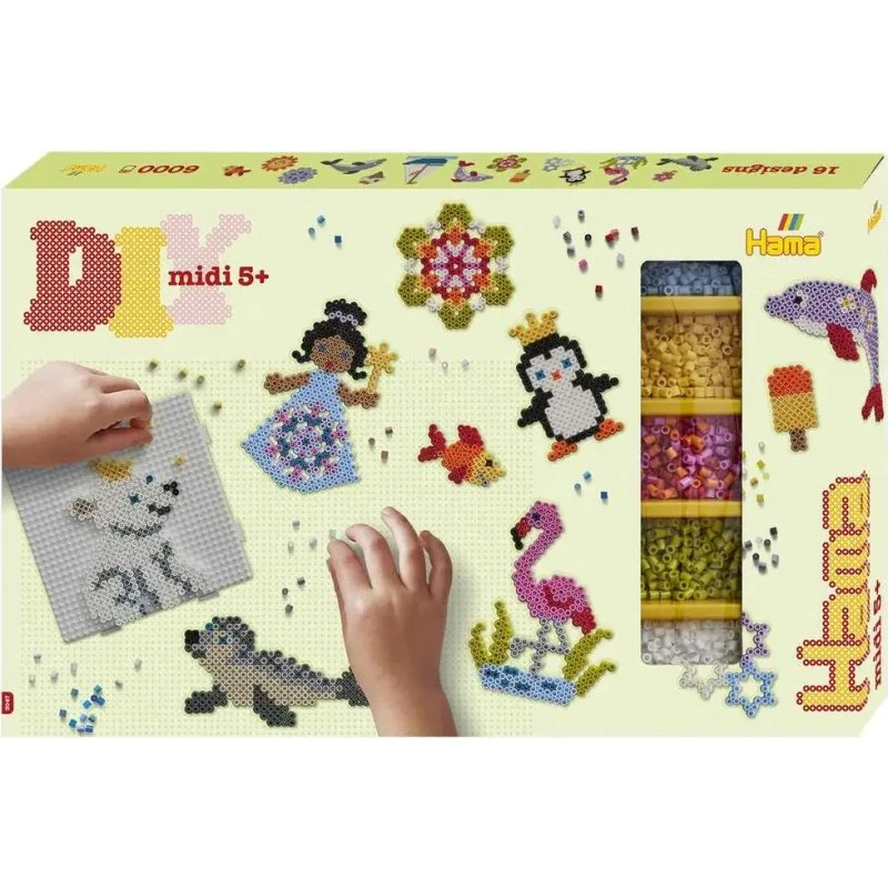 Hama Midi Gaveæske 6.000 perler + 3 plader