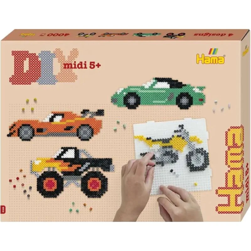 Hama Midi Perlesæt - Biler, 4.000 stk.