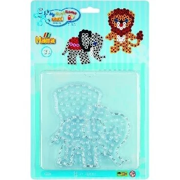 Hama Maxi perleplader - lille elefant & løve (transparent)