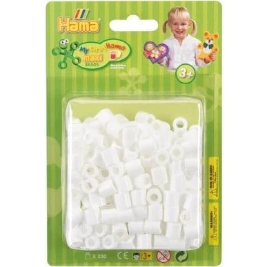 Hama Maxi Perler 250 stk - Hvid (stryg/syning)