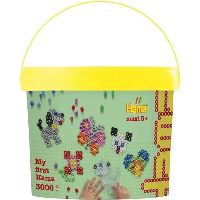 Hama Maxi Perler 3000 stk + 4 plader, gul (bøtte)