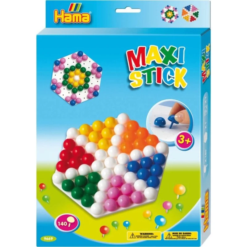 Hama Maxi Stick Hexagonal perlesæt - 140 stk.