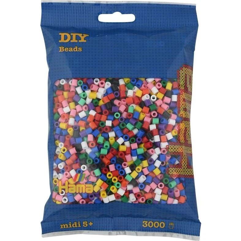 Hama Midi Perler Mix 3000 stk - Farverig Kreativ Pakke