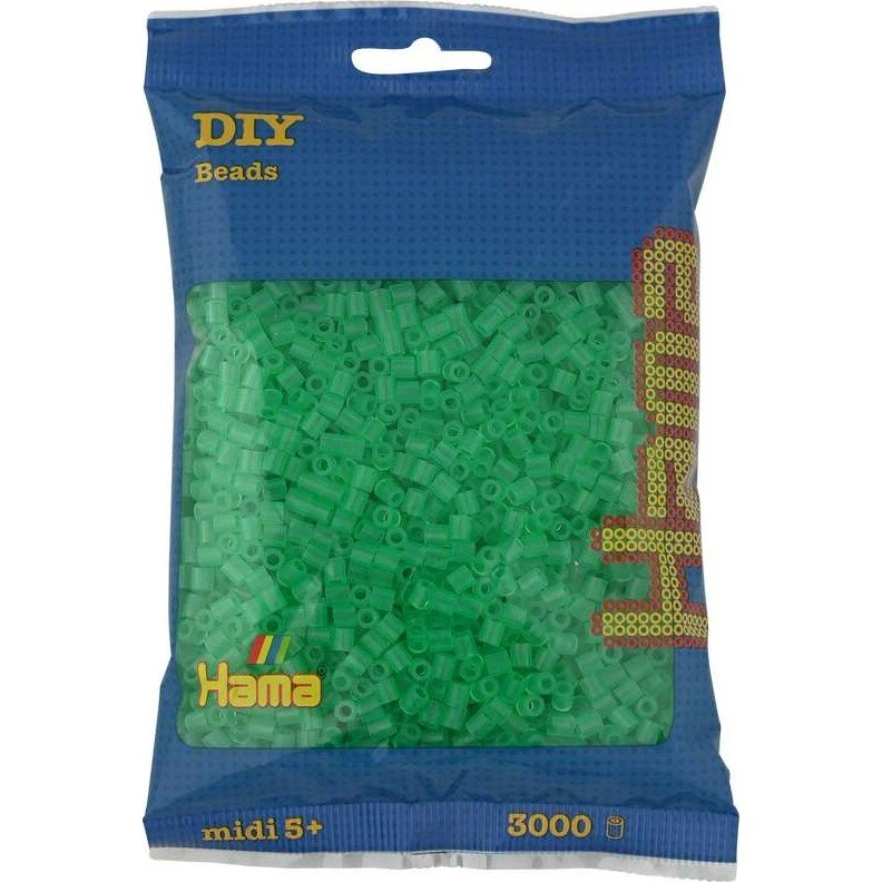 Hama Midi Perler 3.000 stk – Transparent Grøn