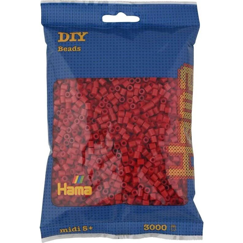 Hama Midi Perler 3.000 stk – Mørkerød
