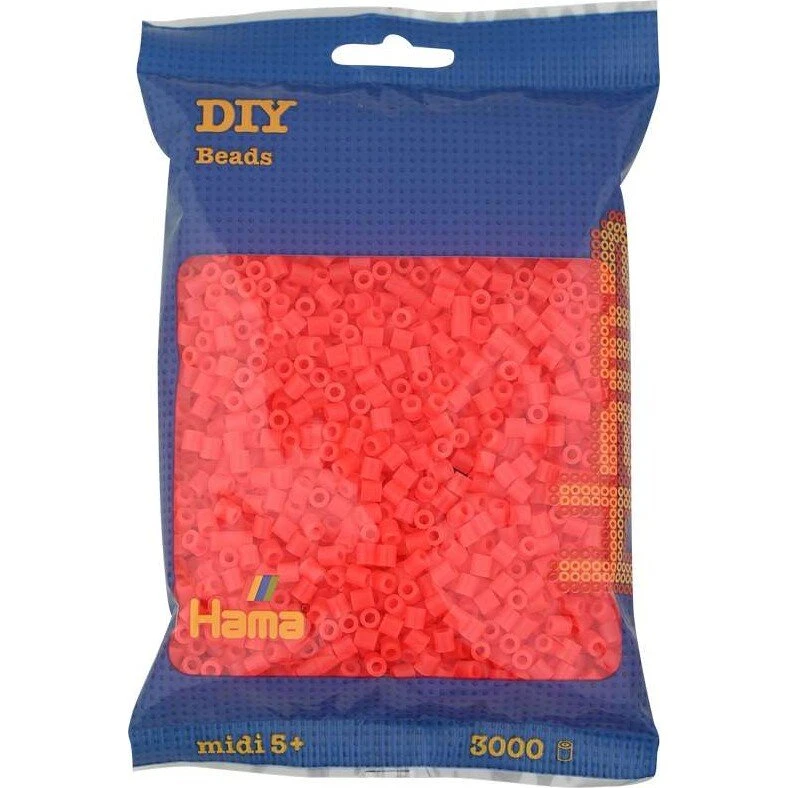 Hama Midi Perler 3000 stk – Neon Rød