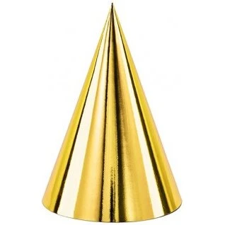 6 stk. Guld partyhatte i metallisk finish