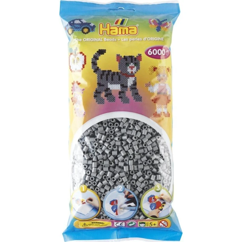 Hama Midi Perler Grå 6000 stk