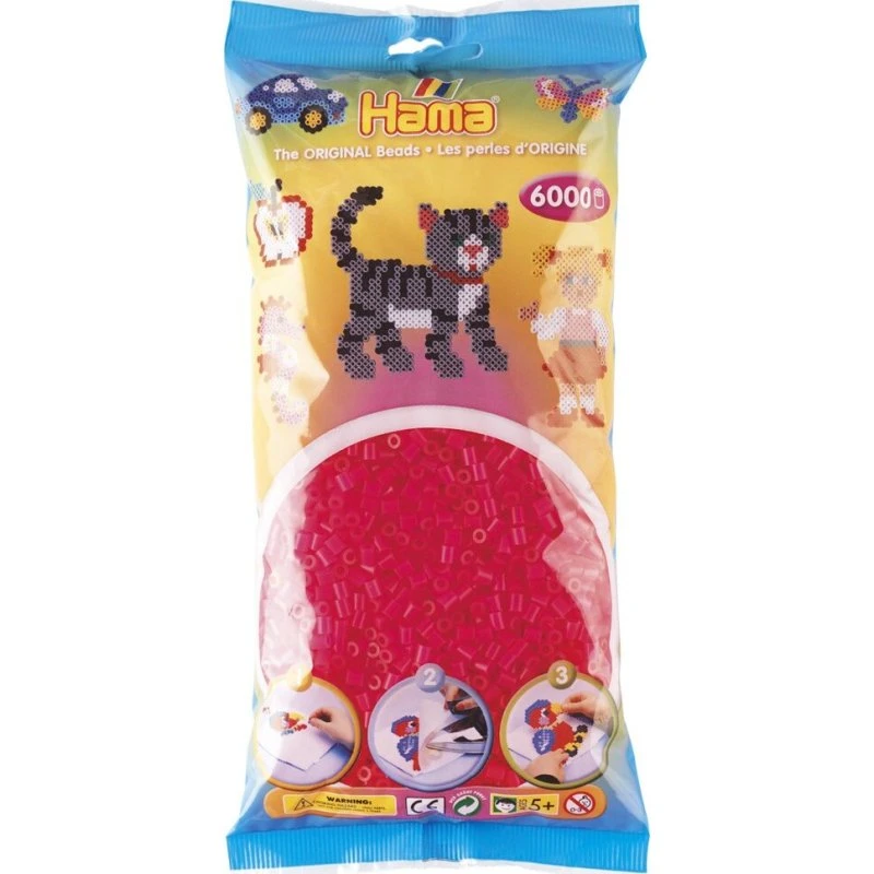 Hama Midi Perler 6000 stk - Neon Fuchsia