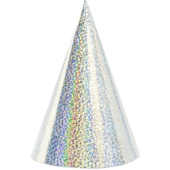 6 stk. Partyhatte Holografisk Sølv