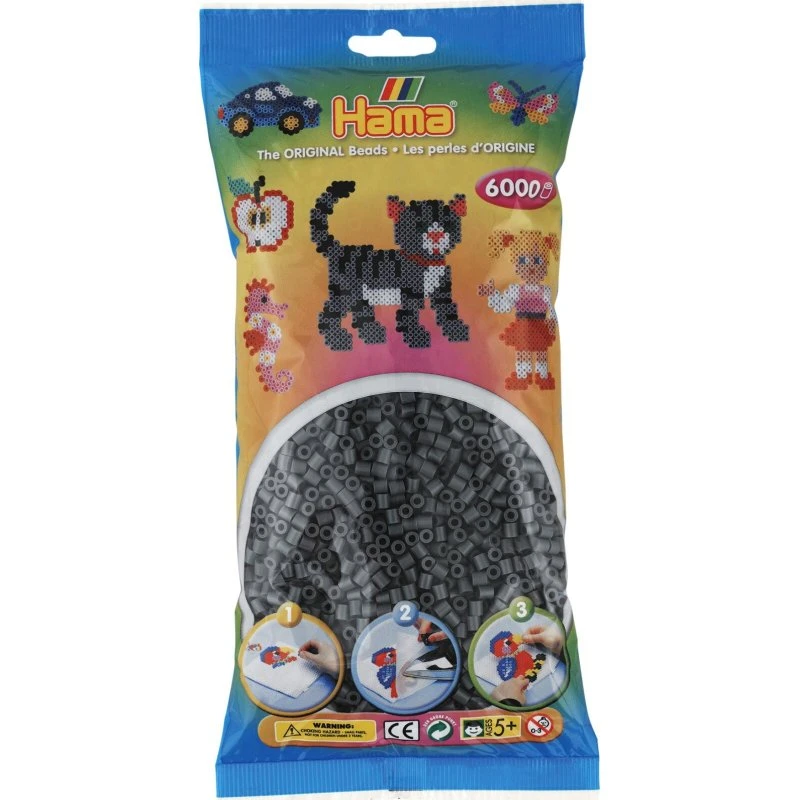 Hama Midi Perler 6000 stk – Mørkegrå