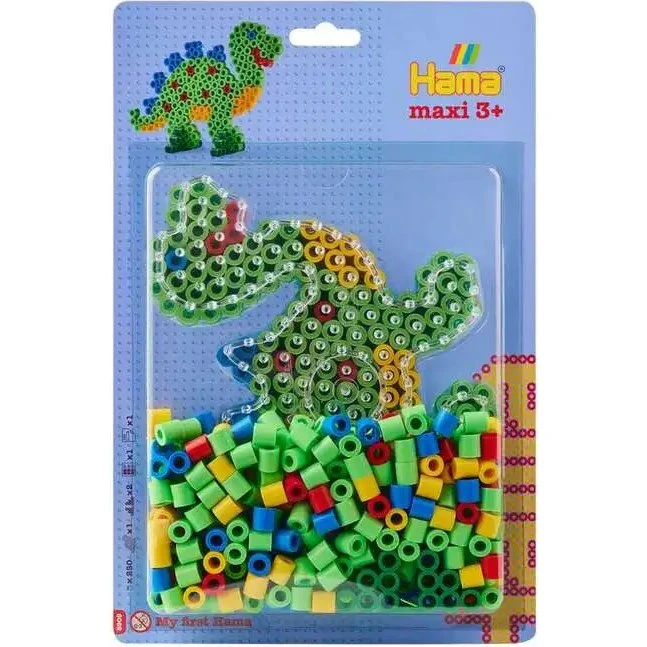 Hama Maxi Perler Dinosaur - 250 stk inkl. plade