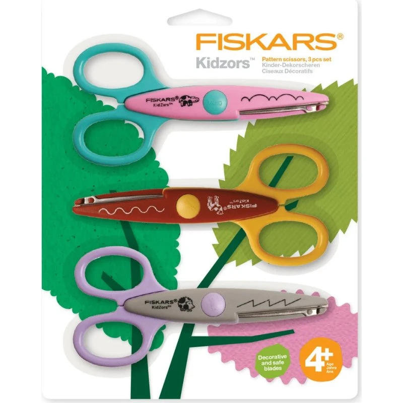 Fiskars Kidzors Mønstersakse ZOO 3-pak (4+)
