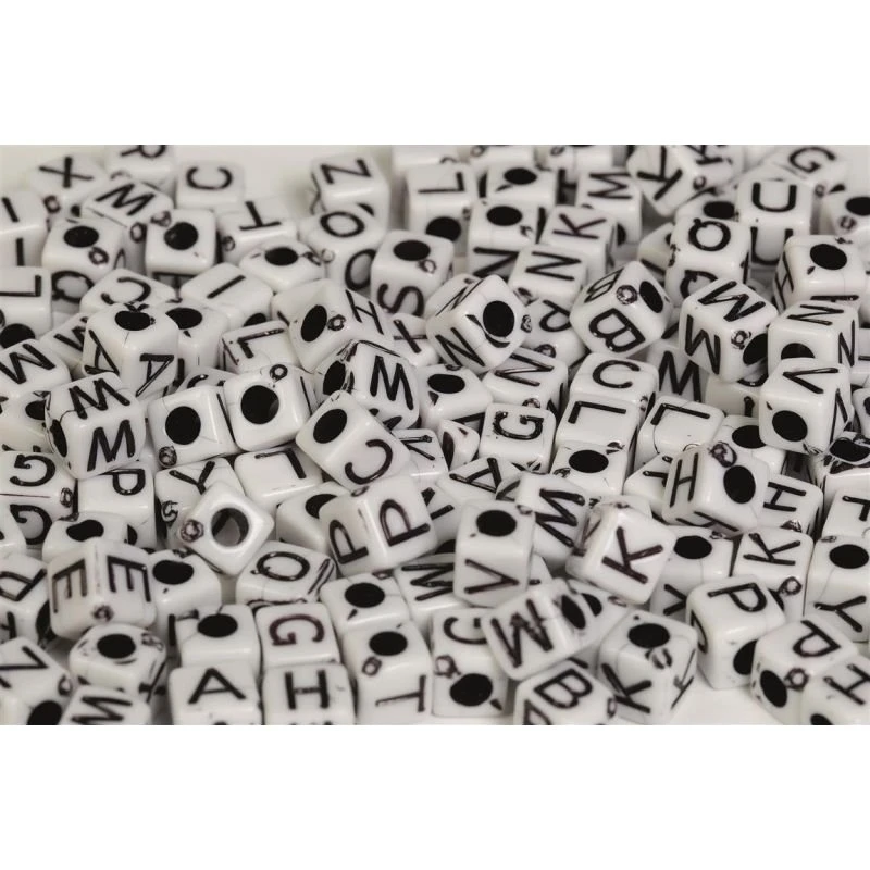 Bogstavperler bøtte 7 mm – sort/hvid 125 g