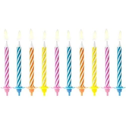 10 stk. farvede fødselsdagslys paraffin 6,5 cm