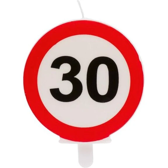 Kagelys Trafikskilt 30, rød/hvid/sort 6,3 cm