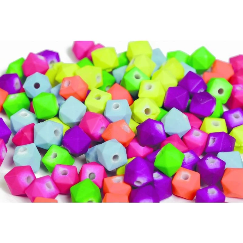 Neonperler Oktogram 8 mm 125 g - mat mix i bøtte