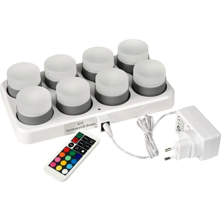 Duni Mini genopladelig LED-indsats, flerfarvet, 8 stk