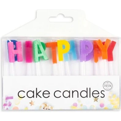 Happy Birthday 13 stk. fødselsdagslys - farverig mix