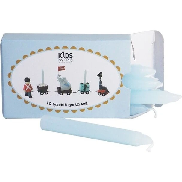 Kids by Friis lys til fødselsdagstog, 10 stk – lyseblå