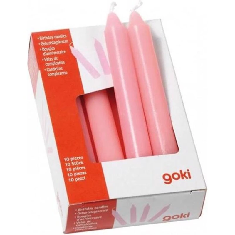 Goki Fødselsdagslys til tog, lyserød 10 stk, H10ר13mm
