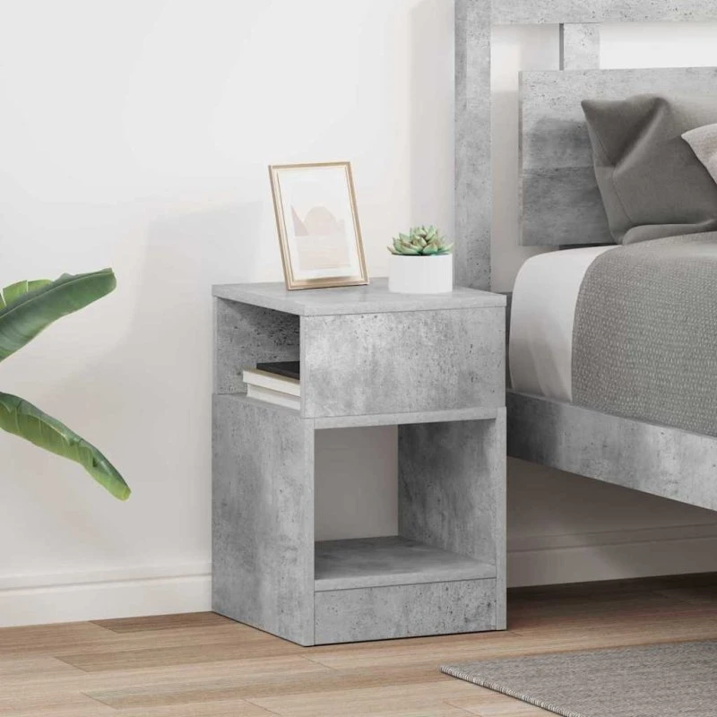 Endebord 2 stk Betongrå 30,5x30x45 cm – Konstrueret træ