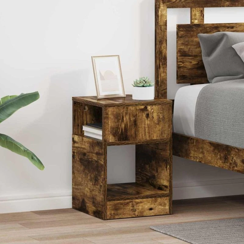 Endeborde 2 stk Røget eg 30,5x30x45 cm - Konstrueret træ