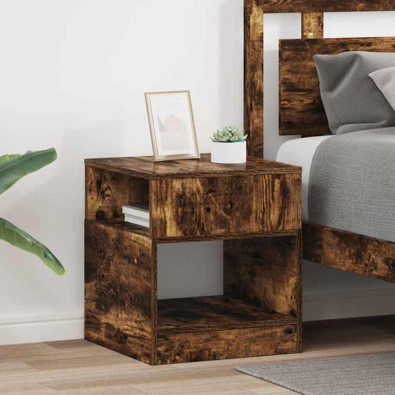 Endebord 2 stk – Røget eg, 40,5×40×45 cm (konstrueret træ)