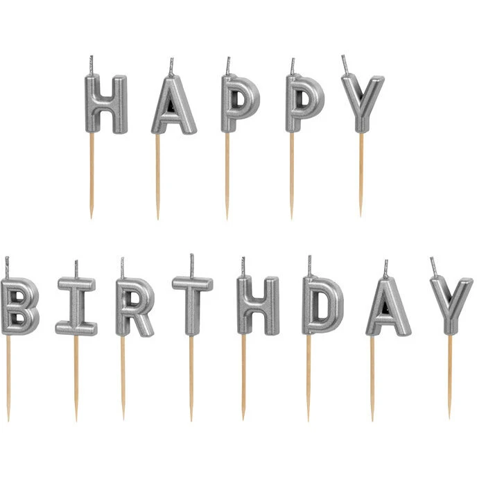 Uden mærke Fødselsdagslys sølv 25 mm (1 stk)
