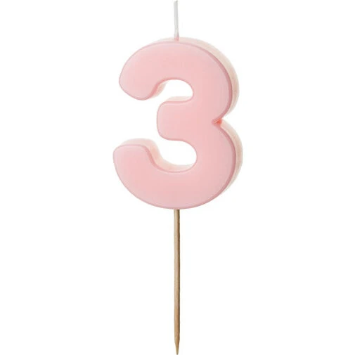 Fødselsdagslys Nr. 3 - Lyserød (1 stk)