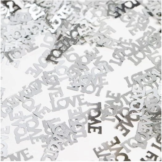 Sølv 'Love' konfetti, 14 g