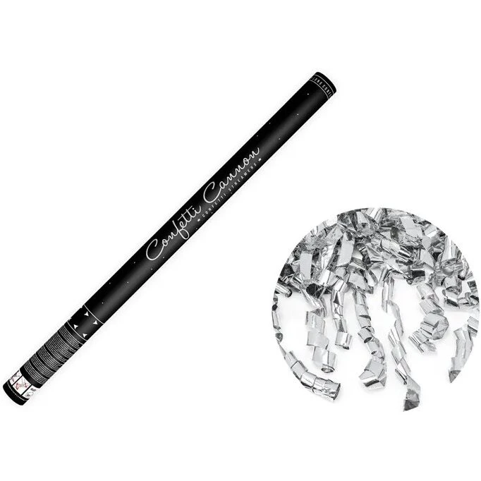 Konfettirør 80 cm Sølv Metallic – Lange Serpentiner
