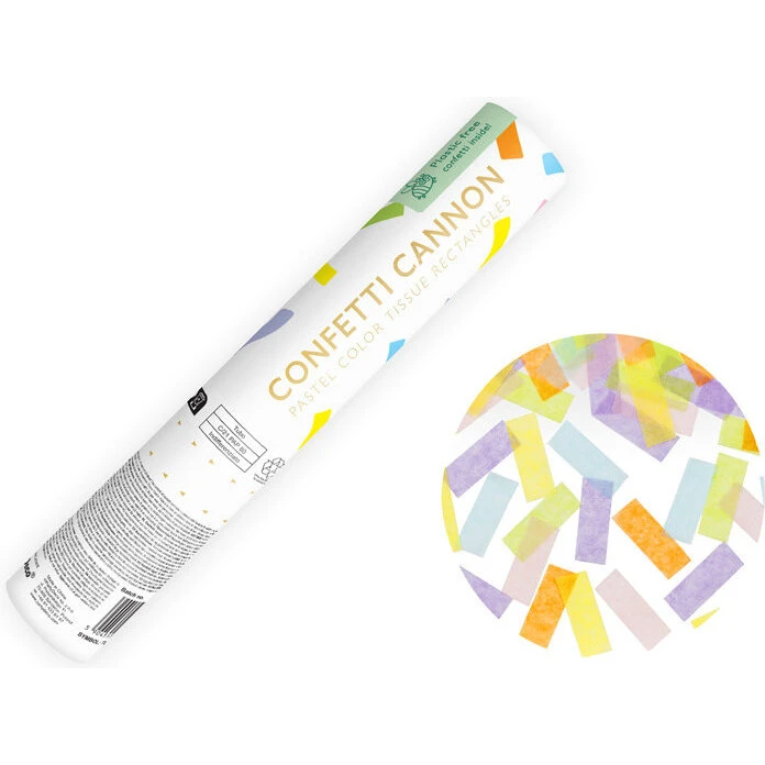 Konfettirør Mix pastelfarvet 20 cm - Streamers