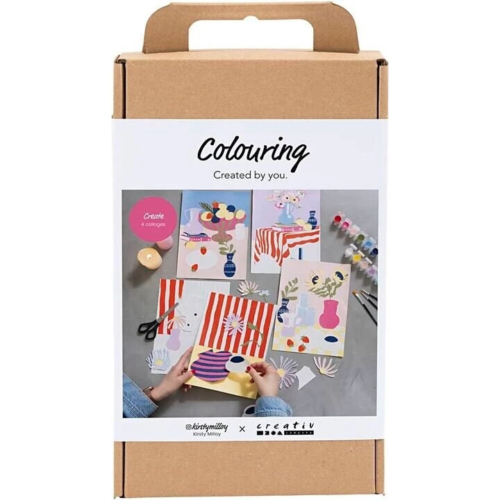 Creativ Company DIY Farvelægnings- og collagekit, 4 canvas, 11 farver
