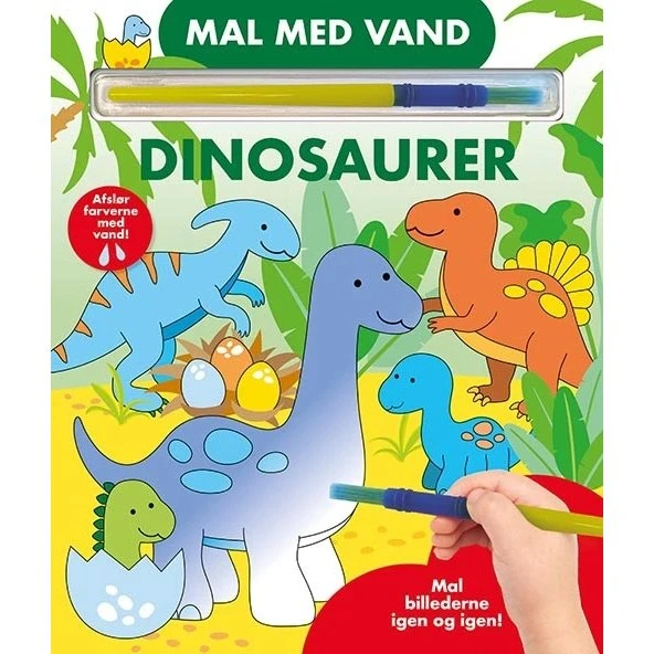 Mal med vand – Dinosaurer (papbog med pensel)