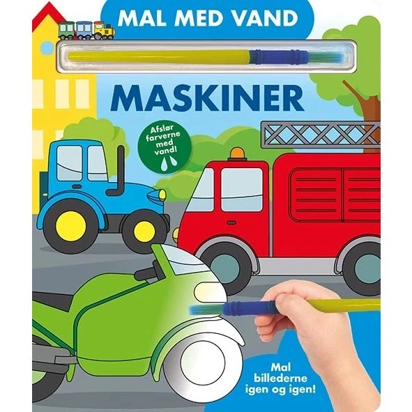 Mal med vand – Maskiner (papbog med pensel)