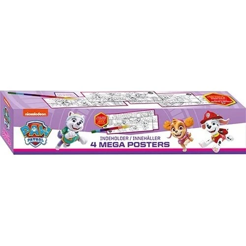 Paw Patrol Skye - Boks med 4 kæmpe plakatfarvelægninger