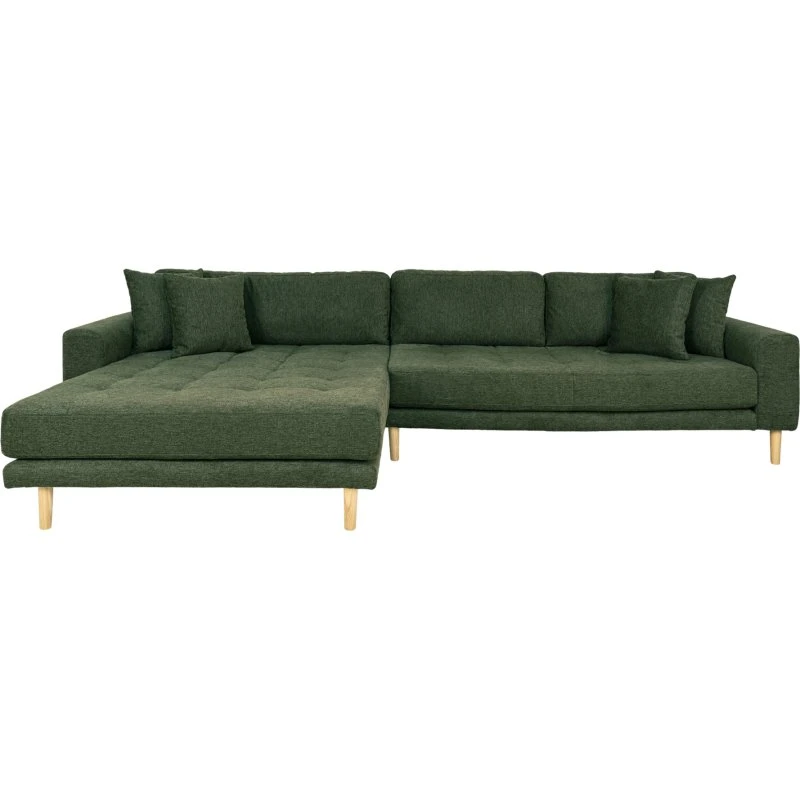 Lido venstrevendt sofa i olivengrøn med 4 puder