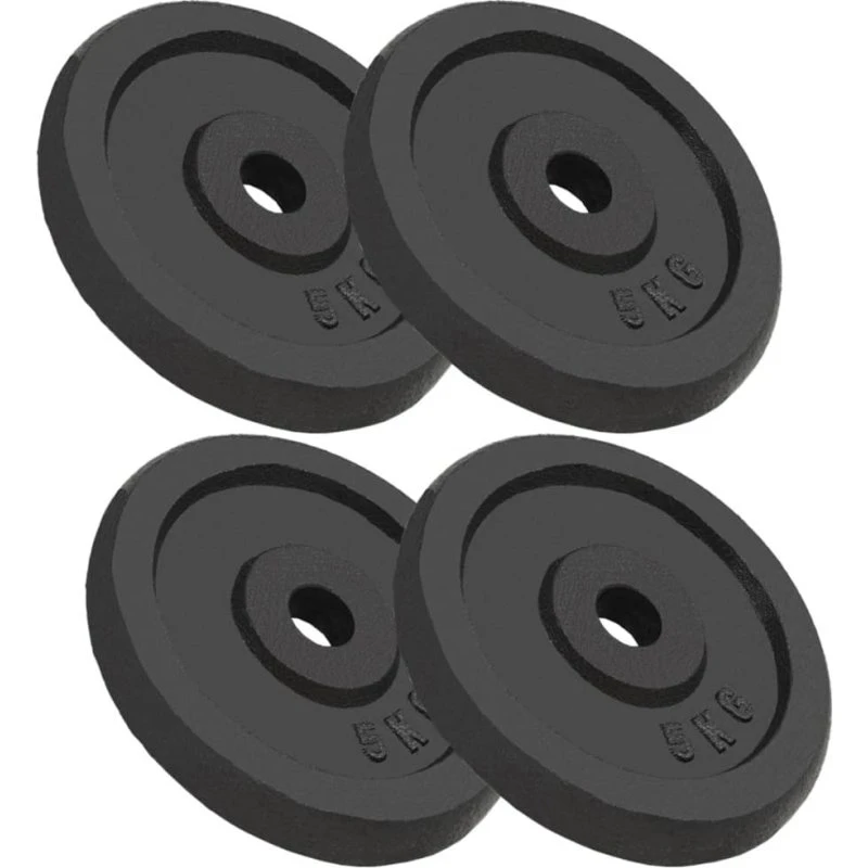 Støbejern vægtplader 4×5 kg (4 stk) – 30 mm hul