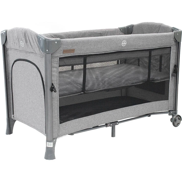 BabyTrold Side By Side Rejseseng - Grå Denim