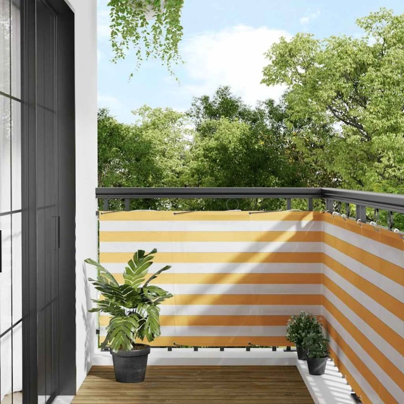 Altanafskærmning gul/hvid stribe 90x700 cm