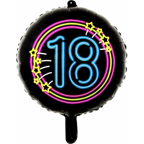 Folieballon 18 år, sort Ø46 cm