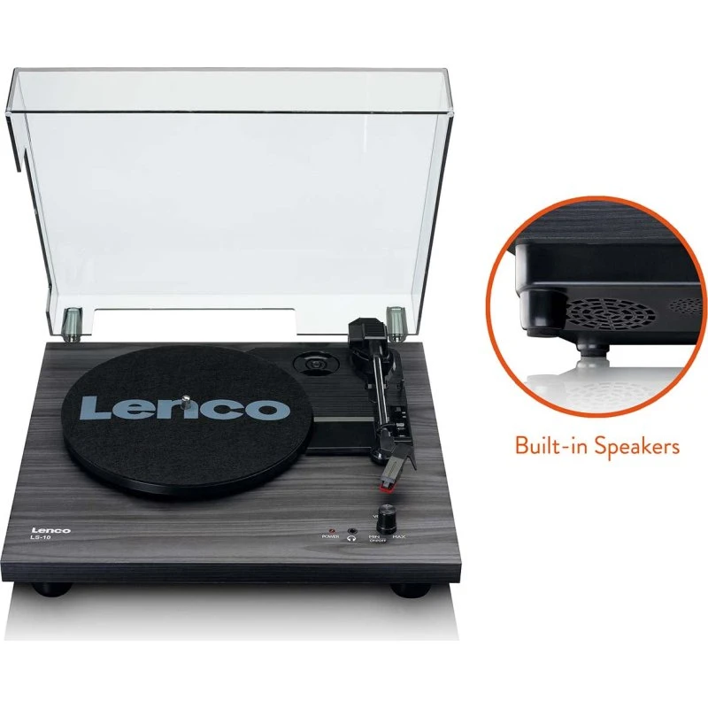 Lenco LS-10BK pladespiller i træ med indbyggede højttalere