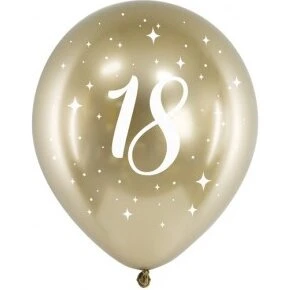 Chrome 6 stk. spejlblanke fødselsdagsballoner 12" guld