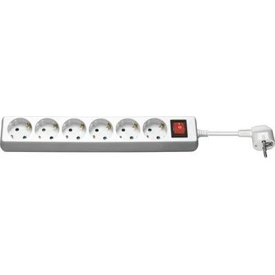 Goobay 6-vejs stikdåse med afbryder 1,5 m – hvid