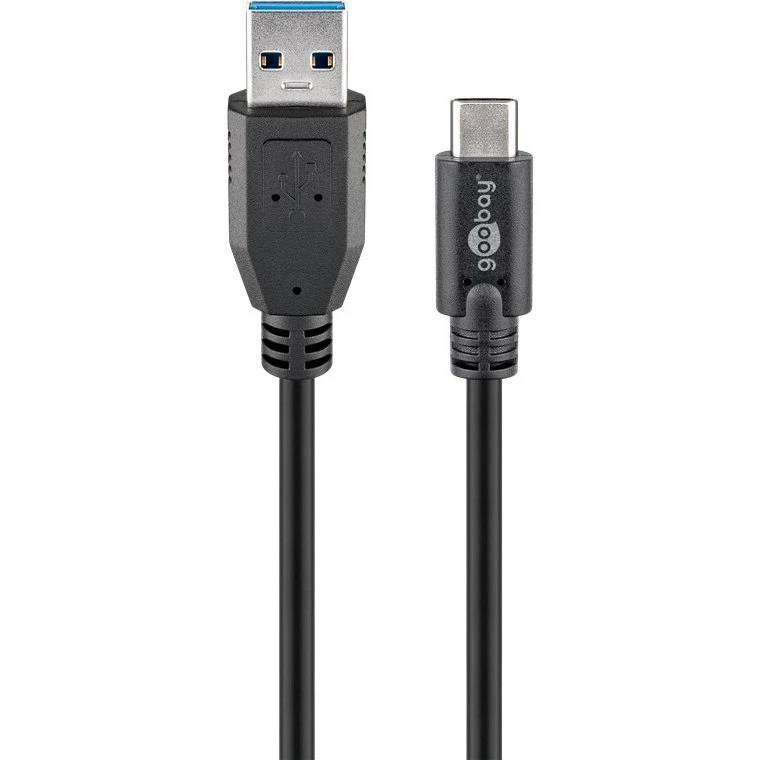 USB-A til USB-C kabel 0,5 m – USB 3.2 Gen1, sort