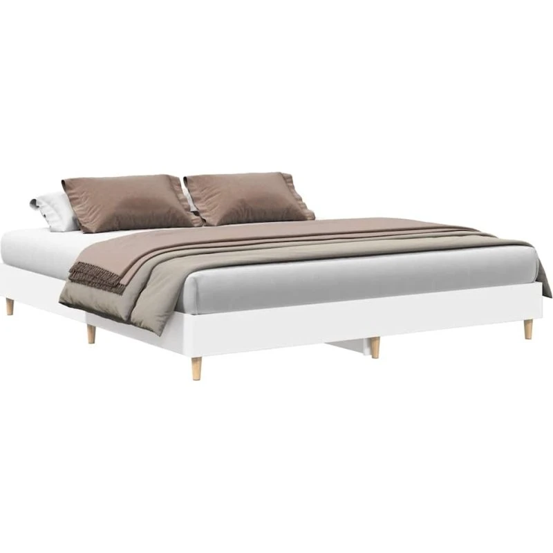 Sengestel 180x200 cm i konstrueret træ – lav, hvid