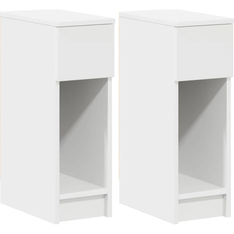 Sengeborde med skuffe 2 stk. 20x36x60 cm – Hvid