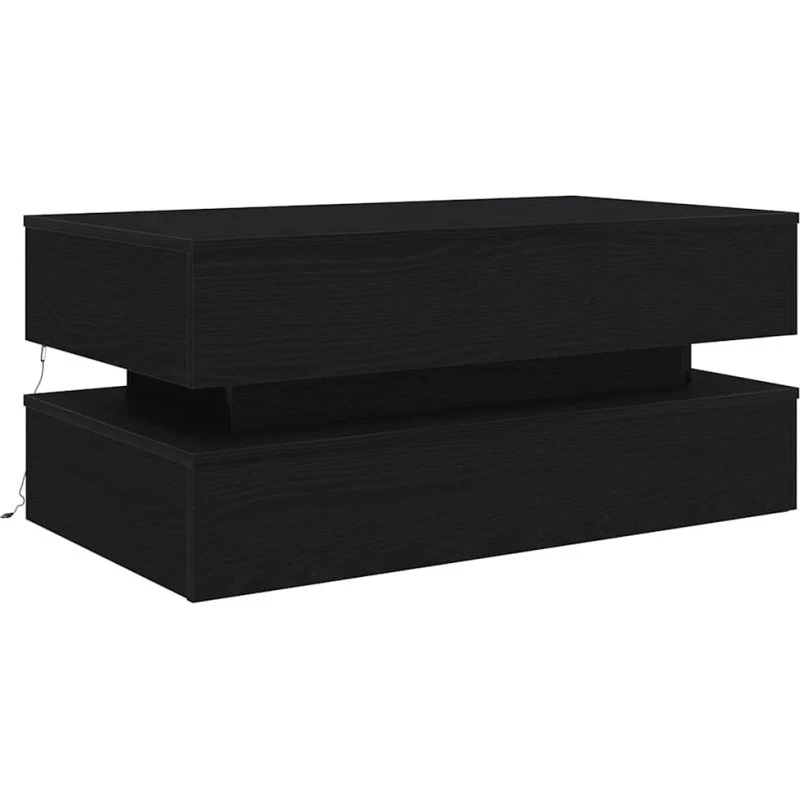 Sofabord 90x50x40 cm med RGB LED – Sort/eg