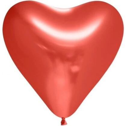 Mirror Hjerteballoner, rød 30 cm - 6 stk